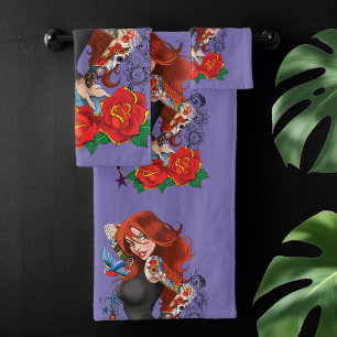 Tattoo Gal Bath Towel Set