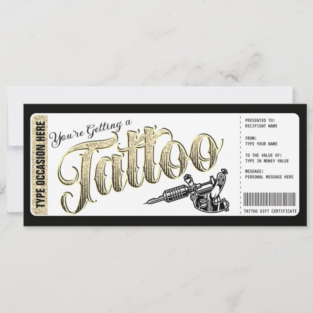 Tattoo Get Inked Gift Card Voucher (Front)