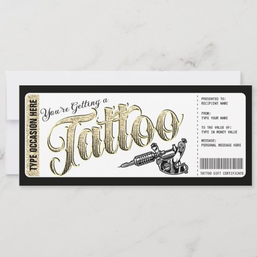 Tattoo Get Inked Gift Card Voucher