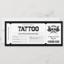 Tattoo Get Inked Gift Ticket Voucher Invitation | Zazzle