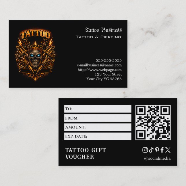 Tattoo Gift Voucher Business Card (Front/Back)