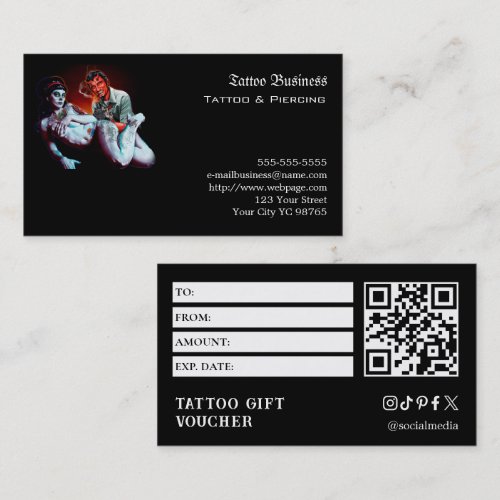 Tattoo Gift Voucher Business Card