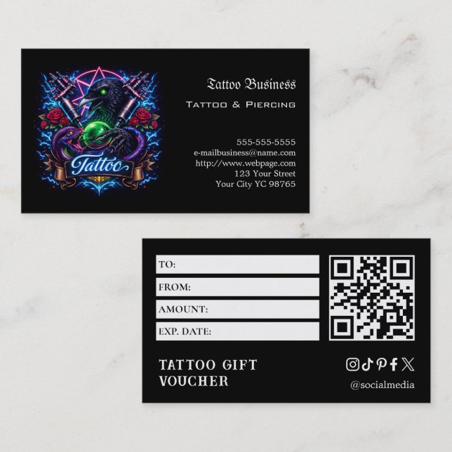 Tattoo Gift Voucher Business Card (Front/Back)