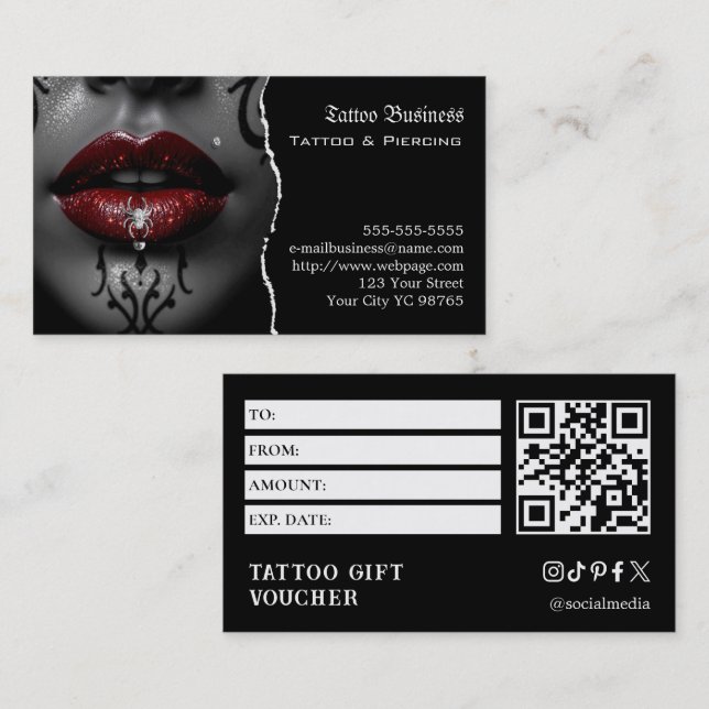 Tattoo Gift Voucher Business Card (Front/Back)
