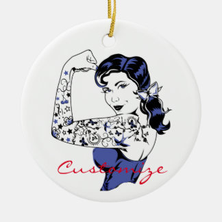 Tattoo Girl Arm Up Thunder_Cove Ceramic Ornament
