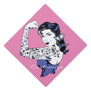 Tattoo Girl Arm Up Thunder_Cove Graduation Cap Topper