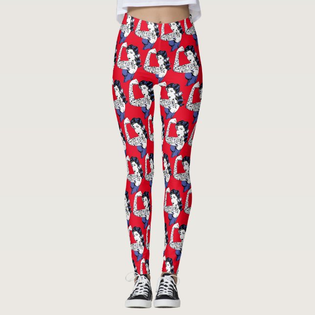 Tattoo Girl Arm Up Thunder_Cove Leggings (Front)