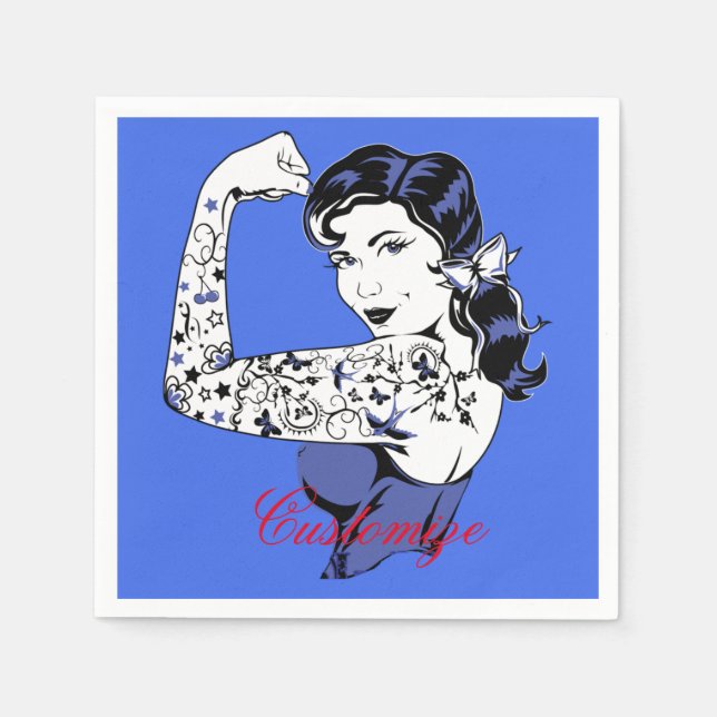 Tattoo Girl Arm Up Thunder_Cove Napkins (Front)