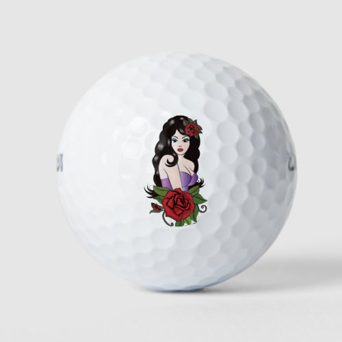 Tattoo Girl Golf Balls