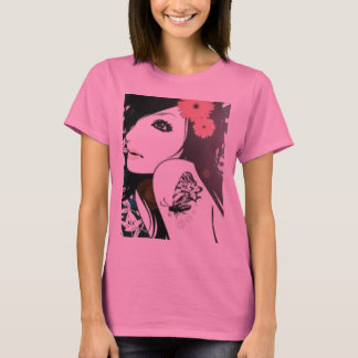Tattoo Girl with Flowers T-Shirt