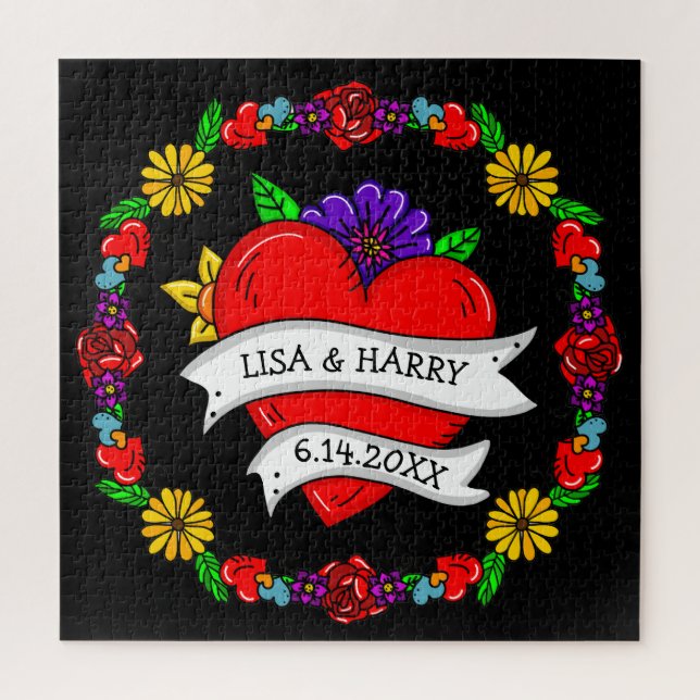 Tattoo Graffiti Art Style Wedding  Bride and Groom Jigsaw Puzzle (Vertical)