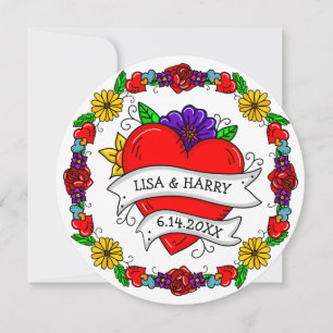 Tattoo Graffiti Art Style Wedding Save the Date Invitation