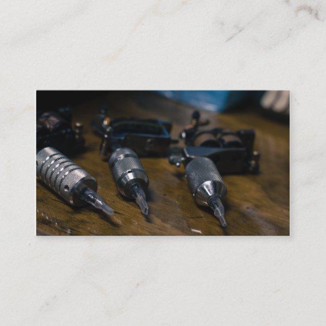 Tattoo gun business card, color card (Front)