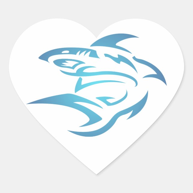 Tattoo Hai shark Heart Sticker (Front)