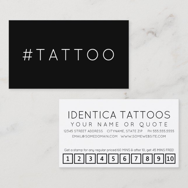 #TATTOO hashtag loyalty punch card (Front/Back)