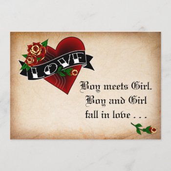 Tattoo Heart And Rose Wedding Invitation by itsyourwedding at Zazzle