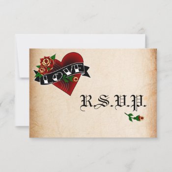 Tattoo Heart And Rose Wedding Rsvp Cards by itsyourwedding at Zazzle