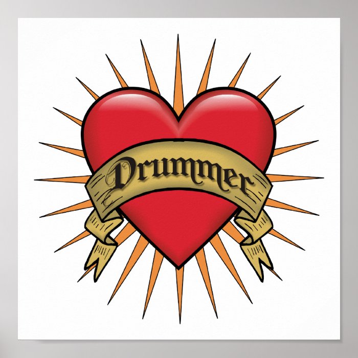 Tattoo Heart Drummer Poster