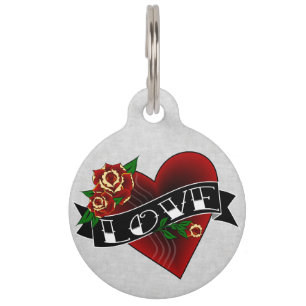 Tattoo Heart Love Dog Pet Tag