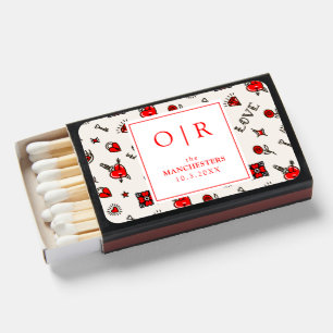 Tattoo Heart Monogram Wedding Favor Matchboxes