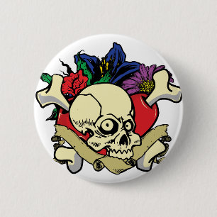 Tattoo Heart Skull Button