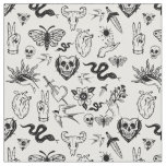 tattoo human heart snake moth dagger white fabric