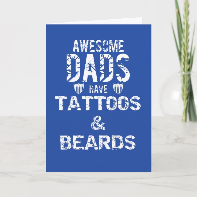 Tattoo Ink Beards & Mustaches Papa Greeting Cards (Front)