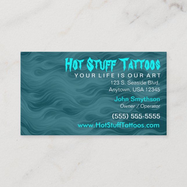 Tattoo Inspired Ghosted Flame Background Business Card (Front)