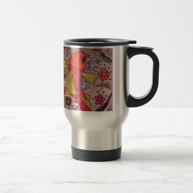 Tattoo Inspired Koi Fish Travel Mug (Right)