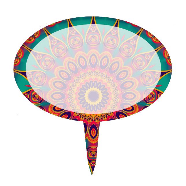 Tattoo Kaleidoscope Fractal Cake Topper (Front)