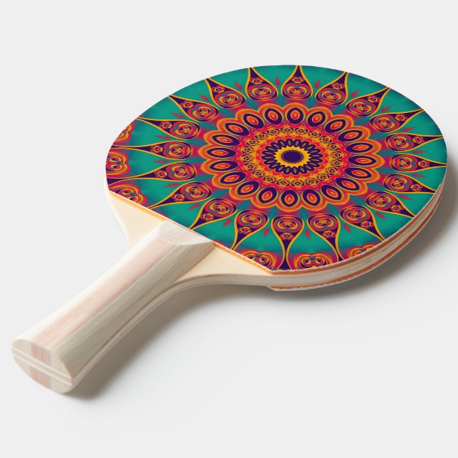 Tattoo Kaleidoscope Fractal II Ping-Pong Paddle (Front Angle)