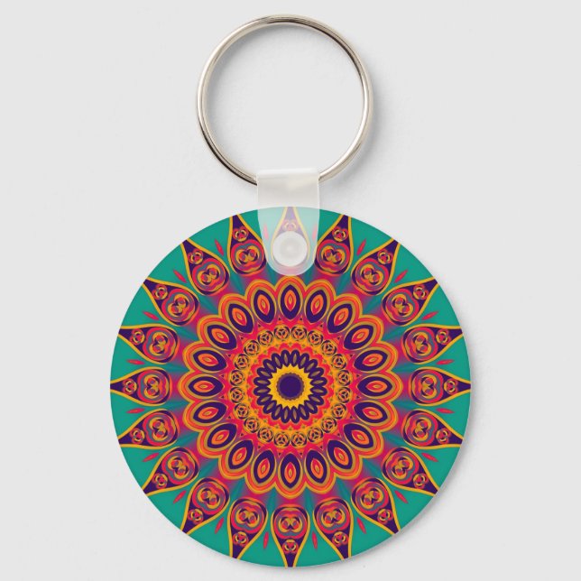 Tattoo Kaleidoscope Fractal Keychain (Front)