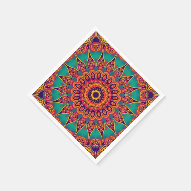Tattoo Kaleidoscope Fractal Paper Napkins (Corner)