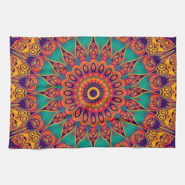 Tattoo Kaleidoscope Fractal Towel (Horizontal)