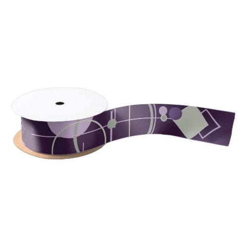 Tattoo Linework  Bohemian Purple Green Abstract Satin Ribbon