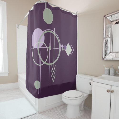 Tattoo Linework  Bohemian Purple Green Abstract Shower Curtain