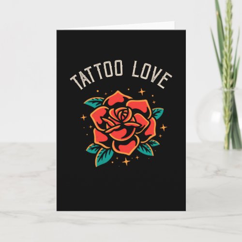 Tattoo Love Rose Tatoo Style Illustration Card