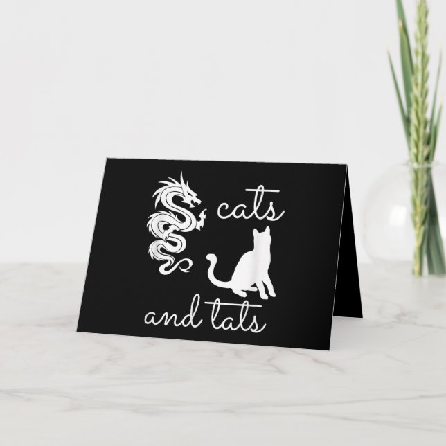 Tattoo Lover Gifts Cats And Tats Dragon Kitten Card (Front)