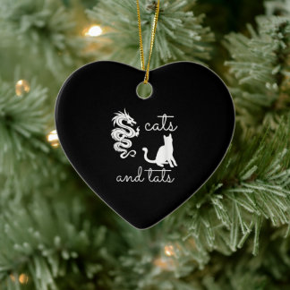 Tattoo Lover Gifts Cats And Tats Dragon Kitten Ceramic Ornament