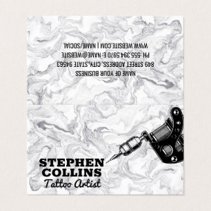 Tattoo Machine Modern Marble Stylish Business Card