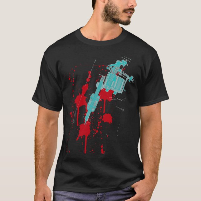 Tattoo machine splatter T-Shirt (Front)