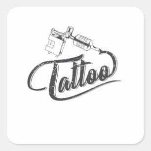 Tattoo Machine tattooing body cult with tattoon Square Sticker
