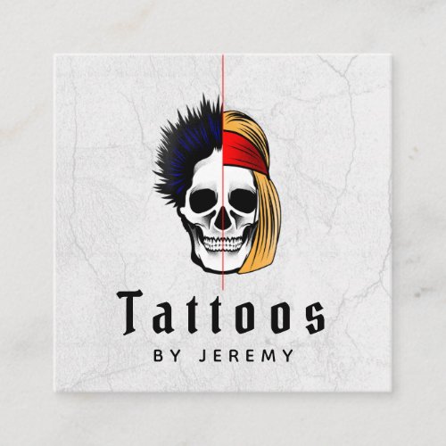 Tattoo Master Artistic Skull Gothic Social Media   Square Business Card