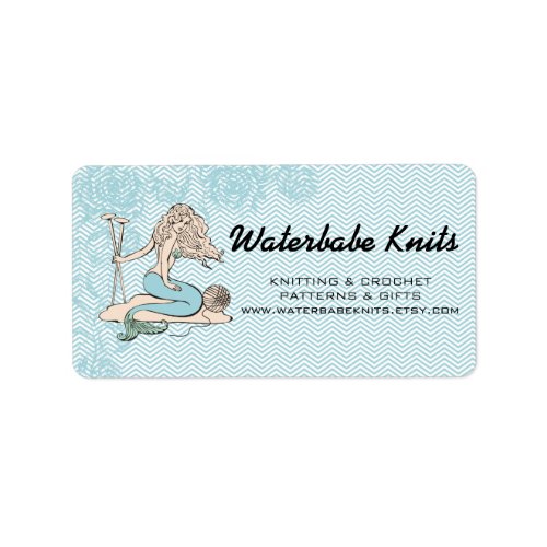 Tattoo mermaid  babe knitting needles yarn label