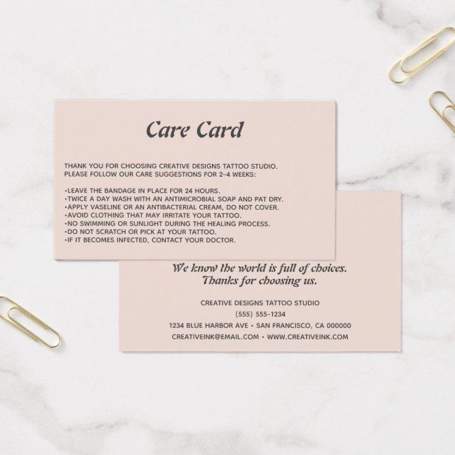 Tattoo Microblading Aftercare Instructions Blush (Office)