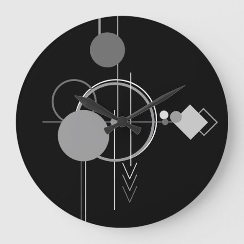 Tattoo Modern Art Deco  Black and Gray Minimalism Large Clock