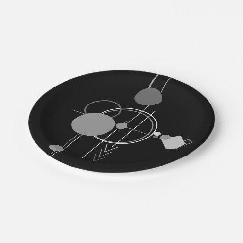 Tattoo Modern Art Deco  Black and Gray Minimalism Paper Plates