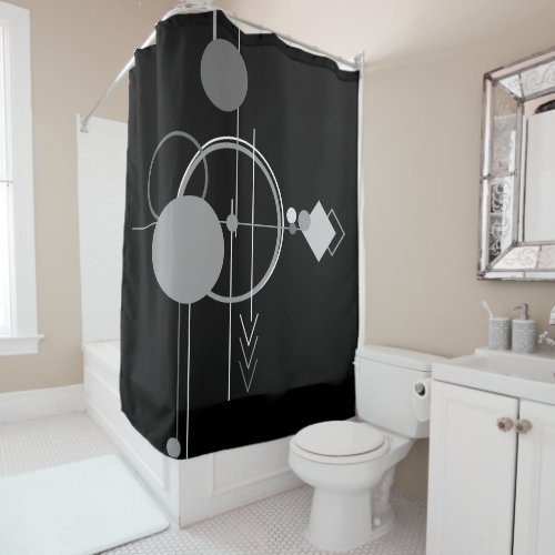 Tattoo Modern Art Deco  Black and Gray Minimalism Shower Curtain