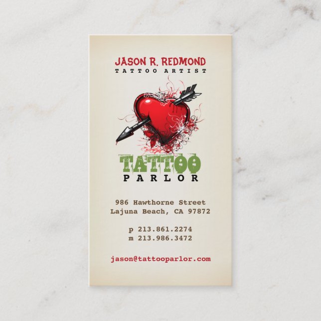 Tattoo Parlor Vintage Business Card (Front)