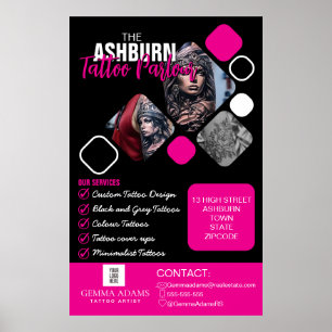 Tattoo Parlour Poster - Custom Black pink